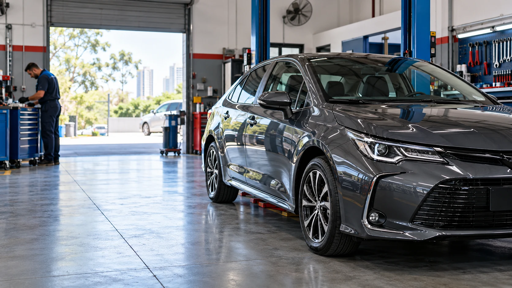 Veículo em oficina automotiva — imagem ilustrativa